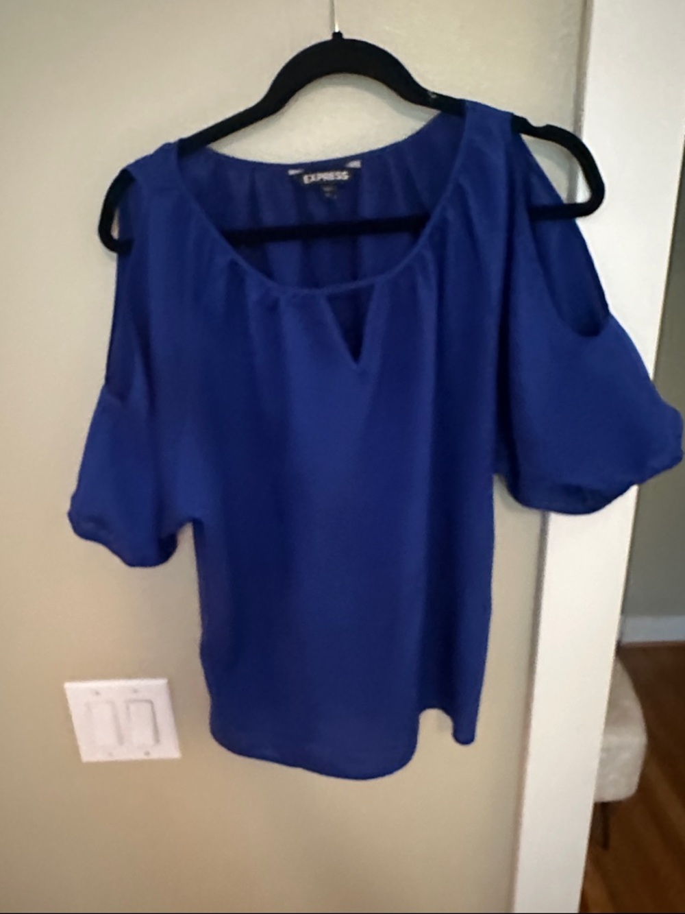 Express Royal Blue Cold-Shoulder Blouse